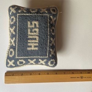 Small needlepoint pillow HUGS XOXOXO